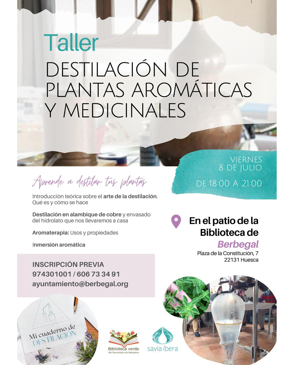 Cartel Taller destilación de plantas aromáticas y medicinales